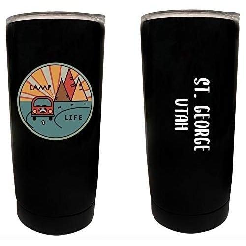 St. George Utah Souvenir 16 oz Stainless Steel Insulated Tumbler Camp Life Design Image 1