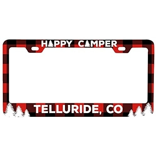 Telluride Colorado Car Metal License Plate Frame Plaid Design Image 1