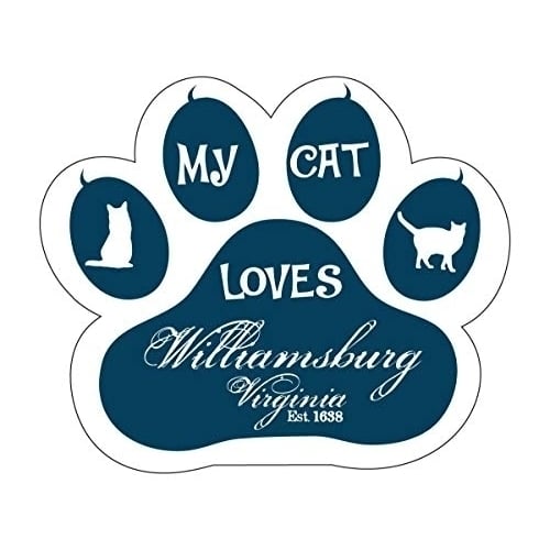 Williamsburg Virginia Historic Town Souvenir Cat Lover Paw Decal Image 1