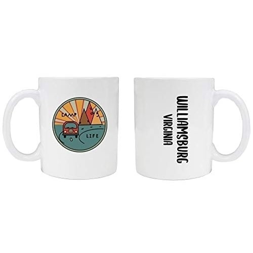 Williamsburg Virginia Souvenir Camp Life 8 oz Coffee Mug 2-Pack Image 1