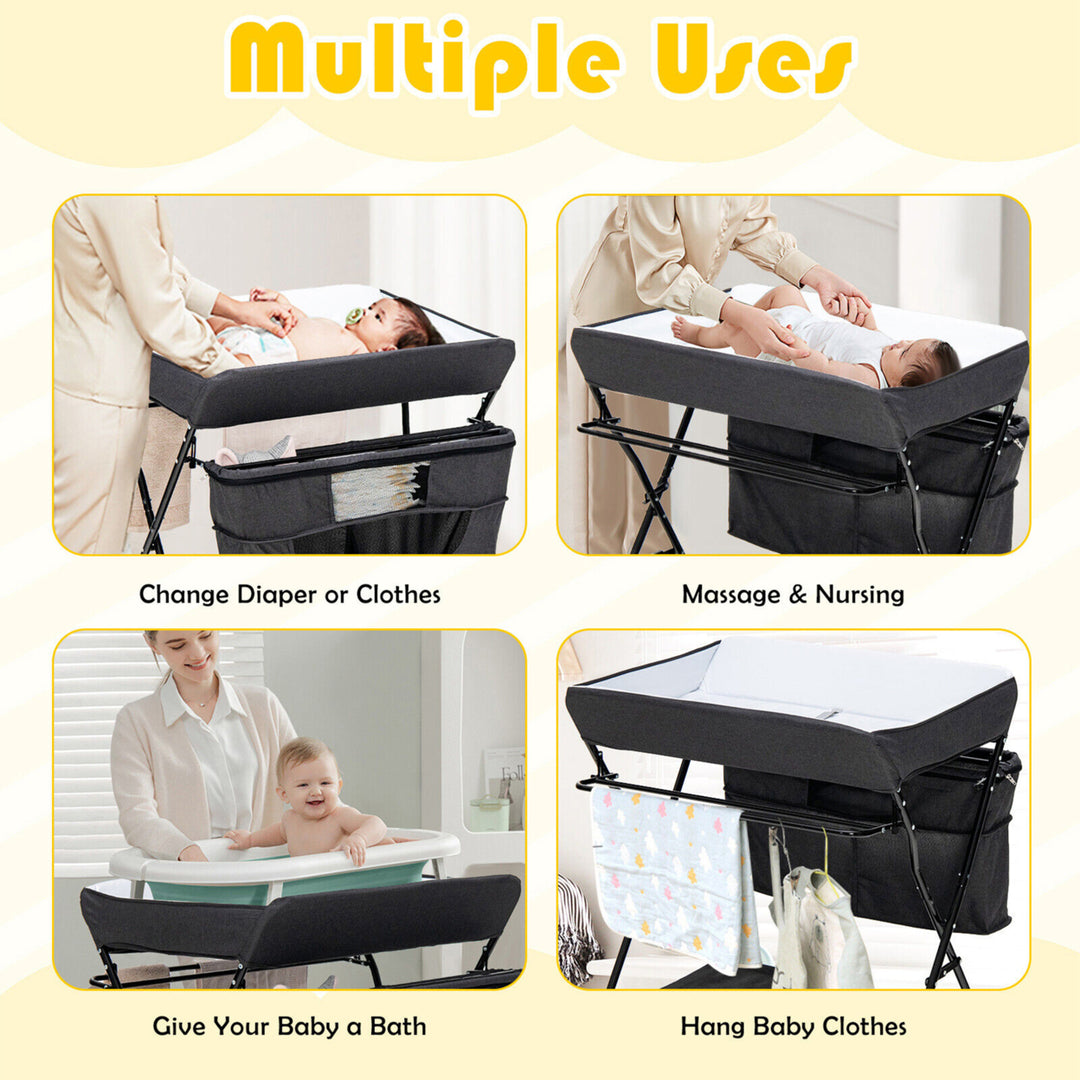 Baby Changing Table Portable Newborn Nursery Organizer Adjustable Height w/ wheel Image 6