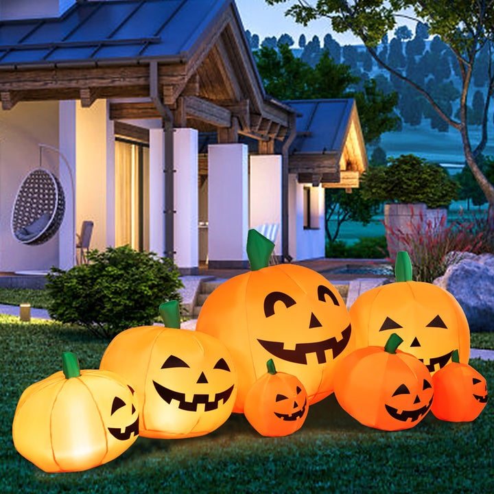 7.5 Halloween Inflatable 7 Pumpkins Patch W/LED Light Outdoor Garden Decoration Image 1