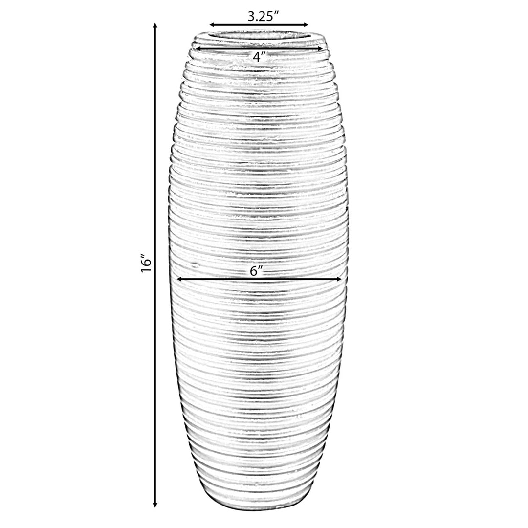 Brown Mango Wood Ribbed Design Round Vase Medium 6 Dia x 31 High Small 6 Dia x 16 High Image 6