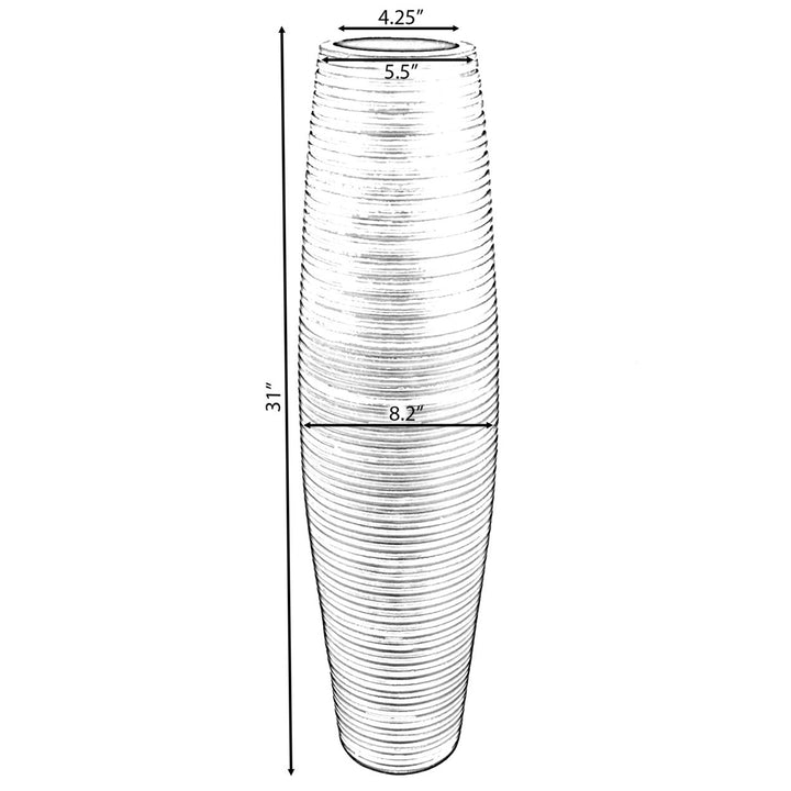 Brown Mango Wood Ribbed Design Round Vase Medium 6 Dia x 31 High Small 6 Dia x 16 High Image 7