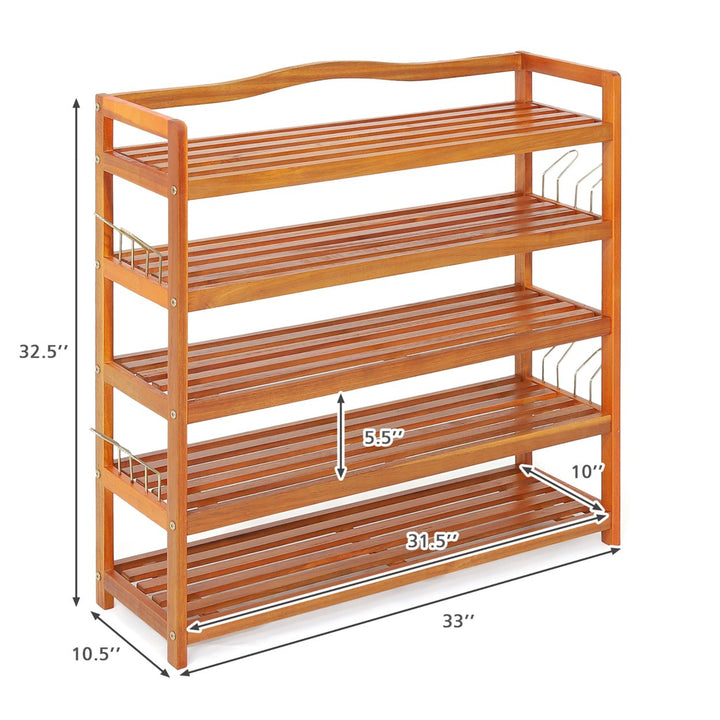 5-Tier Wood Shoe Rack Freestanding Large Shoe Storage Organizer Heavy-duty Image 10