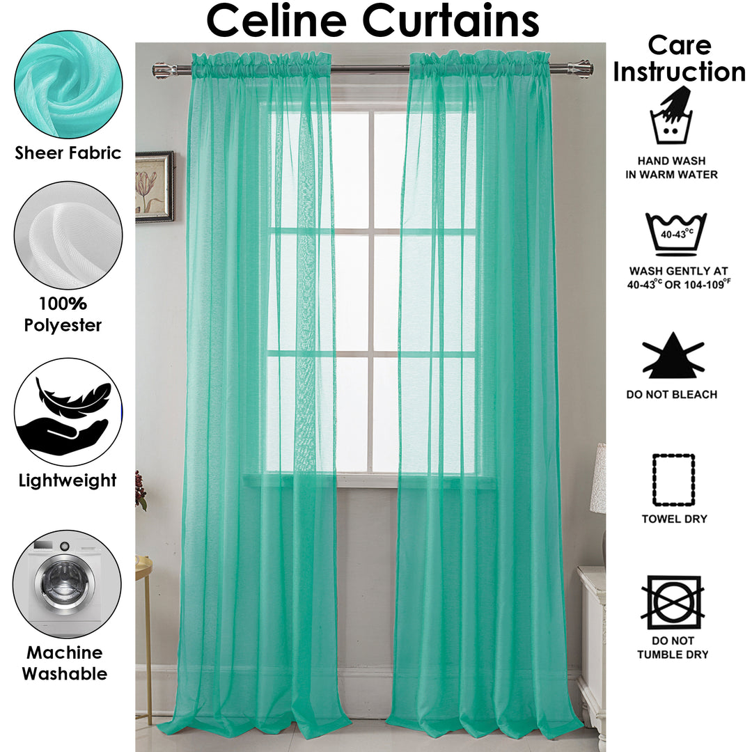 2-Panel: 90" Bright Colored Celine Sheer Voile Drape Window Curtain Panel for Living Room and Bedroom Image 2