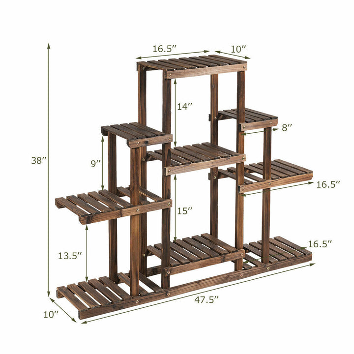 6-Tier Flower Wood Stand Plant Display Rack Multifunctional Storage Shelf Image 2