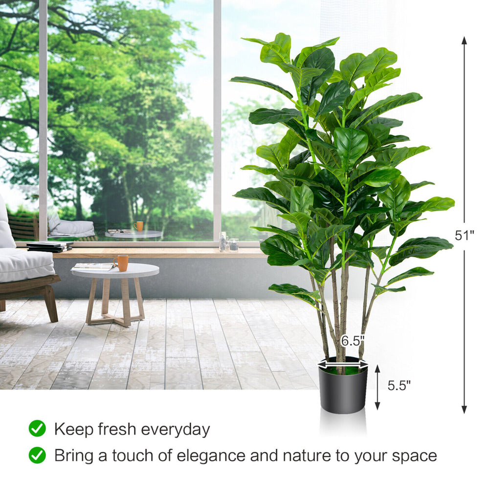 51Artificial Tree 2-Pack Artificial Fiddle Leaf Fig Tree for Indoor Outdoor Image 2