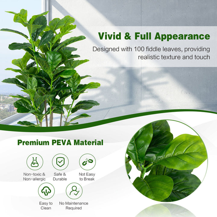 51Artificial Tree 2-Pack Artificial Fiddle Leaf Fig Tree for Indoor Outdoor Image 6