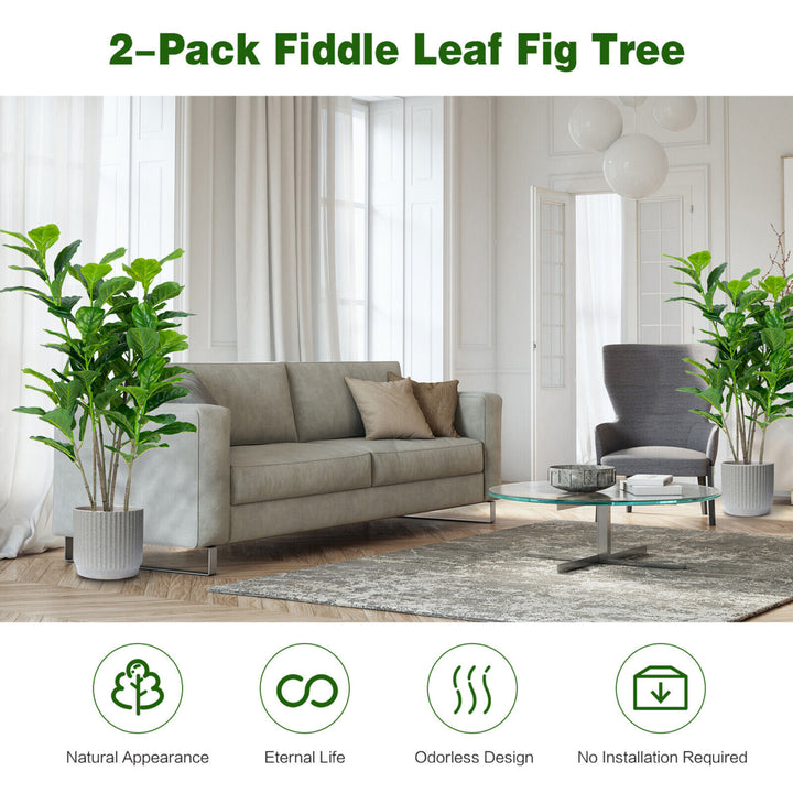 51Artificial Tree 2-Pack Artificial Fiddle Leaf Fig Tree for Indoor Outdoor Image 9