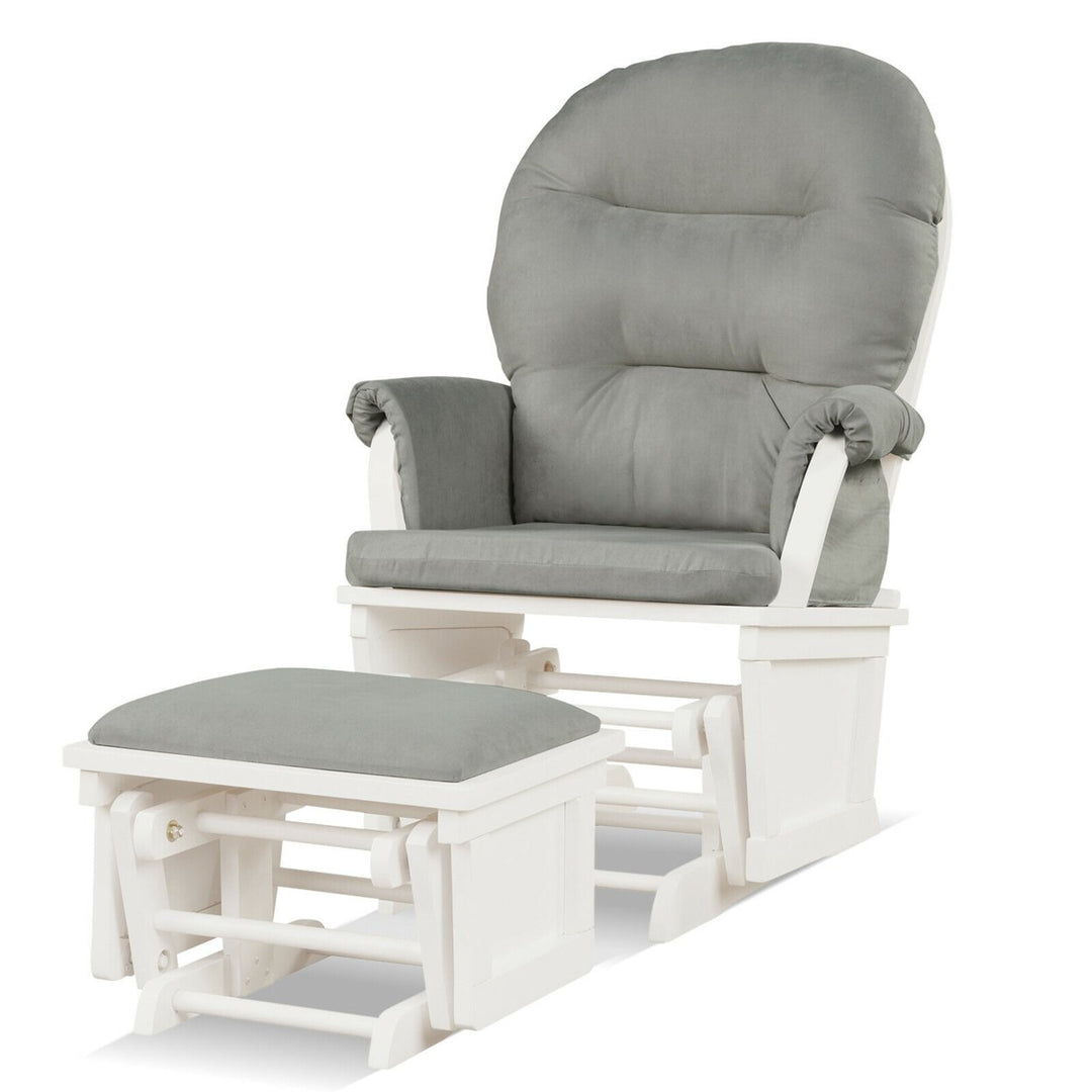 Wood Glider and Ottoman Cushion Set Baby Nursery Rocking Chair Image 1