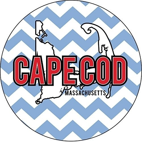 Cape Cod Massachusetts National Seashore Lighthouse Nautical Beach Souvenir 4 Inch Round Chevron Magnet Image 1