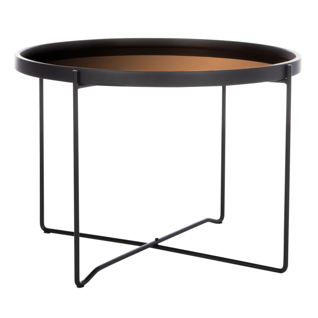 SAFAVIEH Ruby Medium Round Tray Top Accent Table Rose Gold / Black Image 3