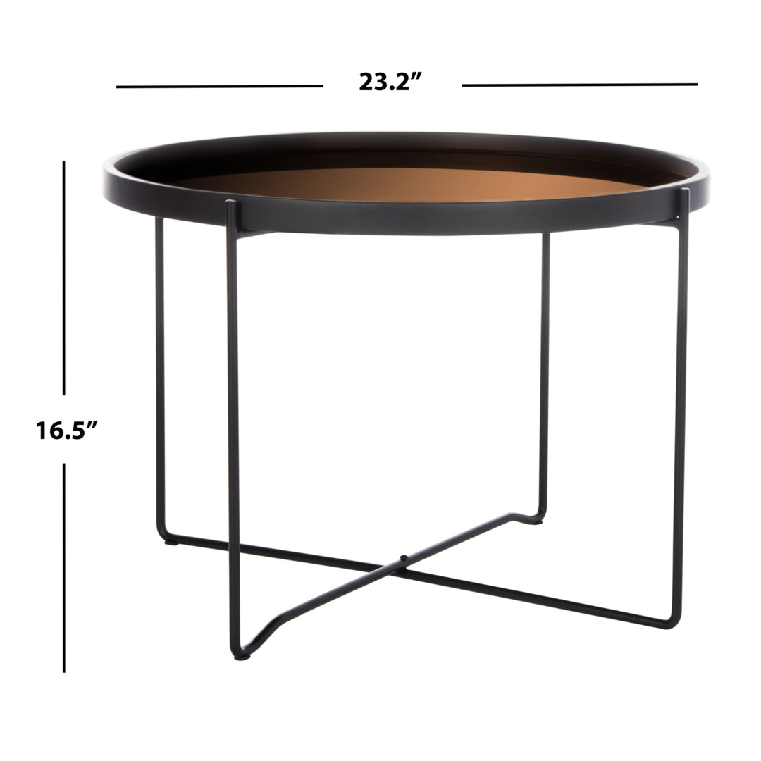 SAFAVIEH Ruby Medium Round Tray Top Accent Table Rose Gold / Black Image 5