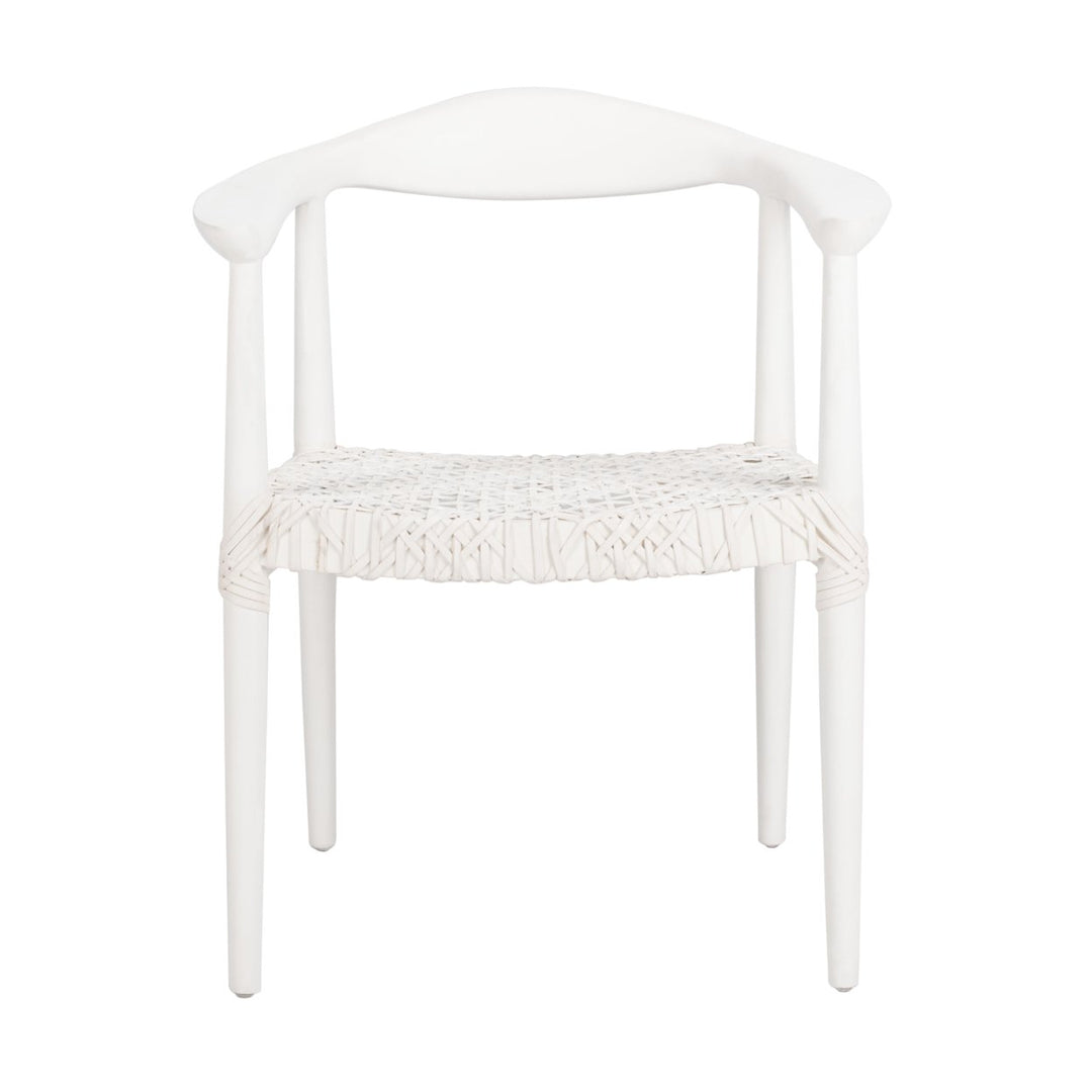 SAFAVIEH Juneau Leather Woven Accent Chair White Image 2