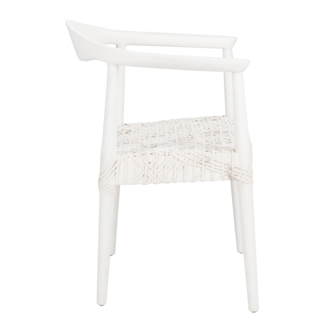 SAFAVIEH Juneau Leather Woven Accent Chair White Image 3