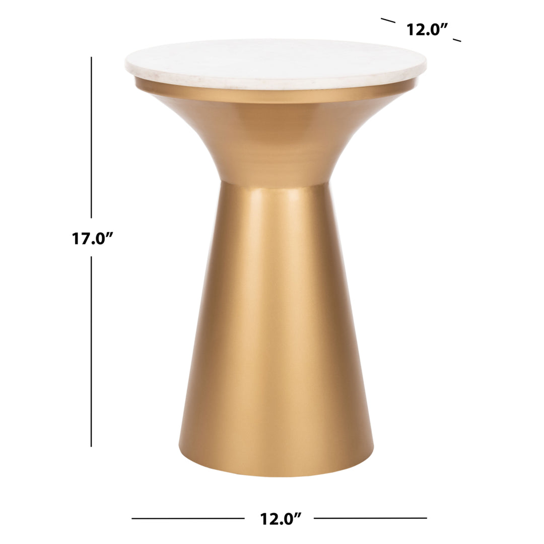 SAFAVIEH Mila Pedestal End Table White / Brass Image 4