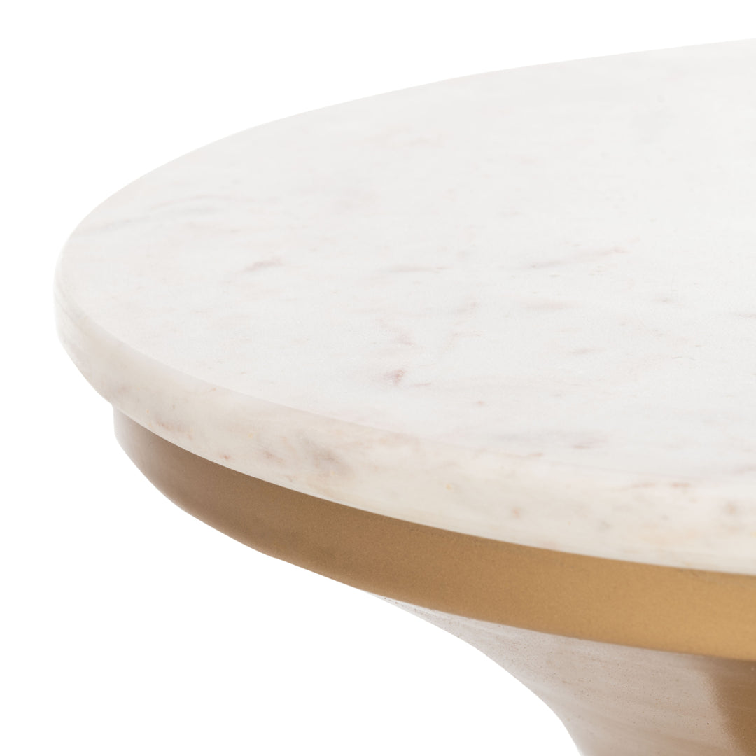 SAFAVIEH Mila Pedestal End Table White / Brass Image 5