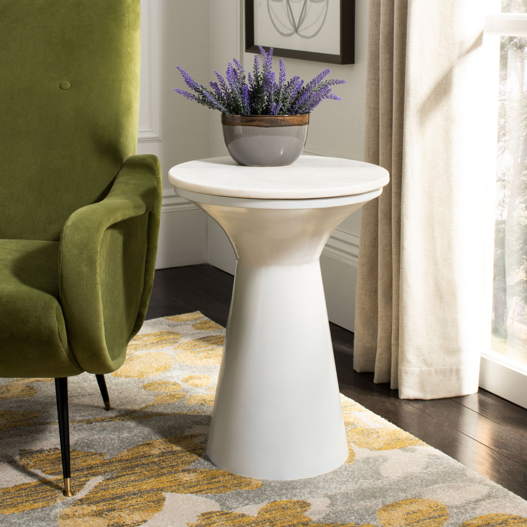 SAFAVIEH Mila Pedestal End Table White / White Image 1