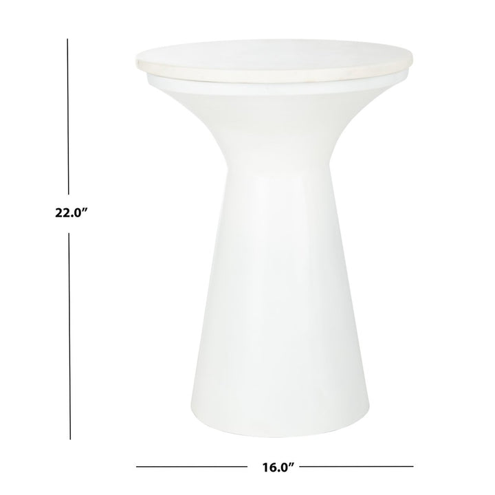 SAFAVIEH Mila Pedestal End Table White / White Image 4