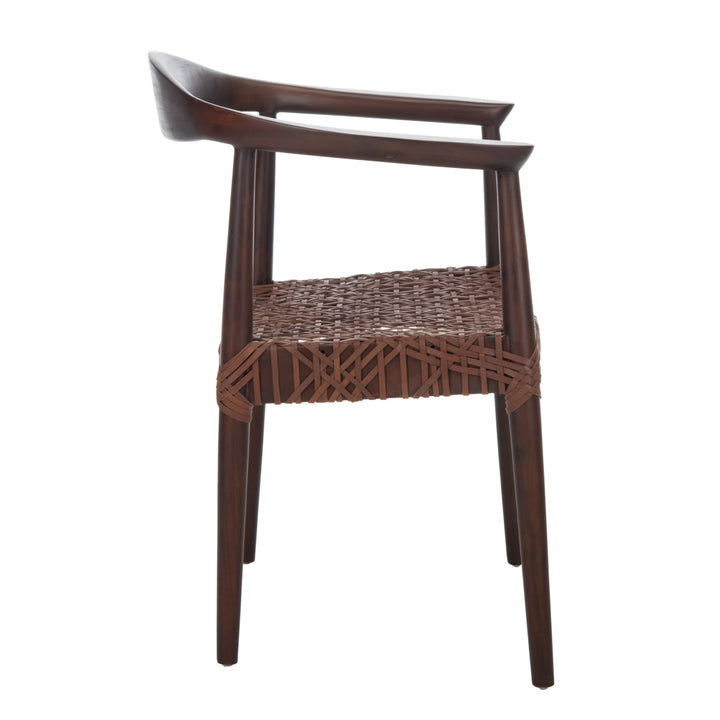 SAFAVIEH Juneau Leather Woven Accent Chair Walnut /Brown Image 9