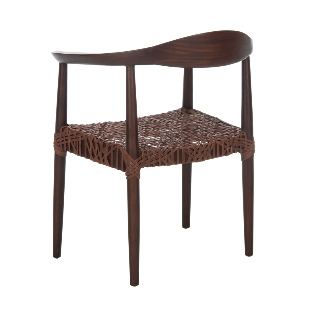 SAFAVIEH Juneau Leather Woven Accent Chair Walnut /Brown Image 10