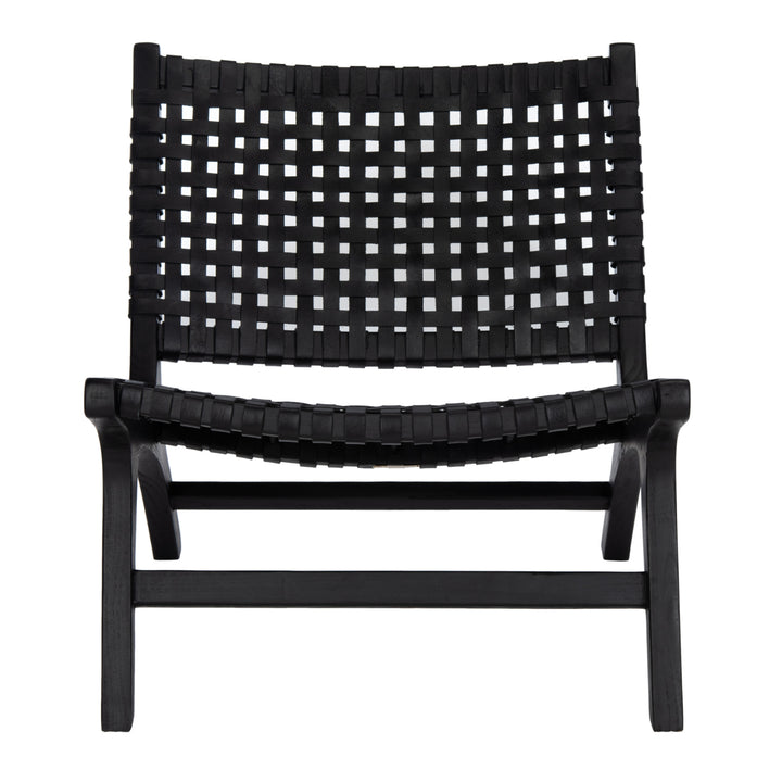 SAFAVIEH Luna Leather Woven Accent Chair Black/ Black Image 2