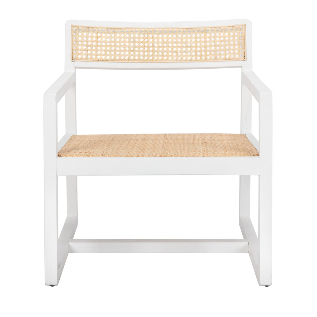 SAFAVIEH Lula Cane Accent Chair White / Natural Image 2