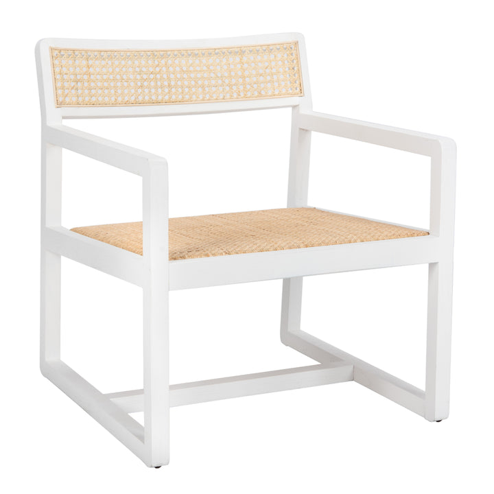 SAFAVIEH Lula Cane Accent Chair White / Natural Image 3