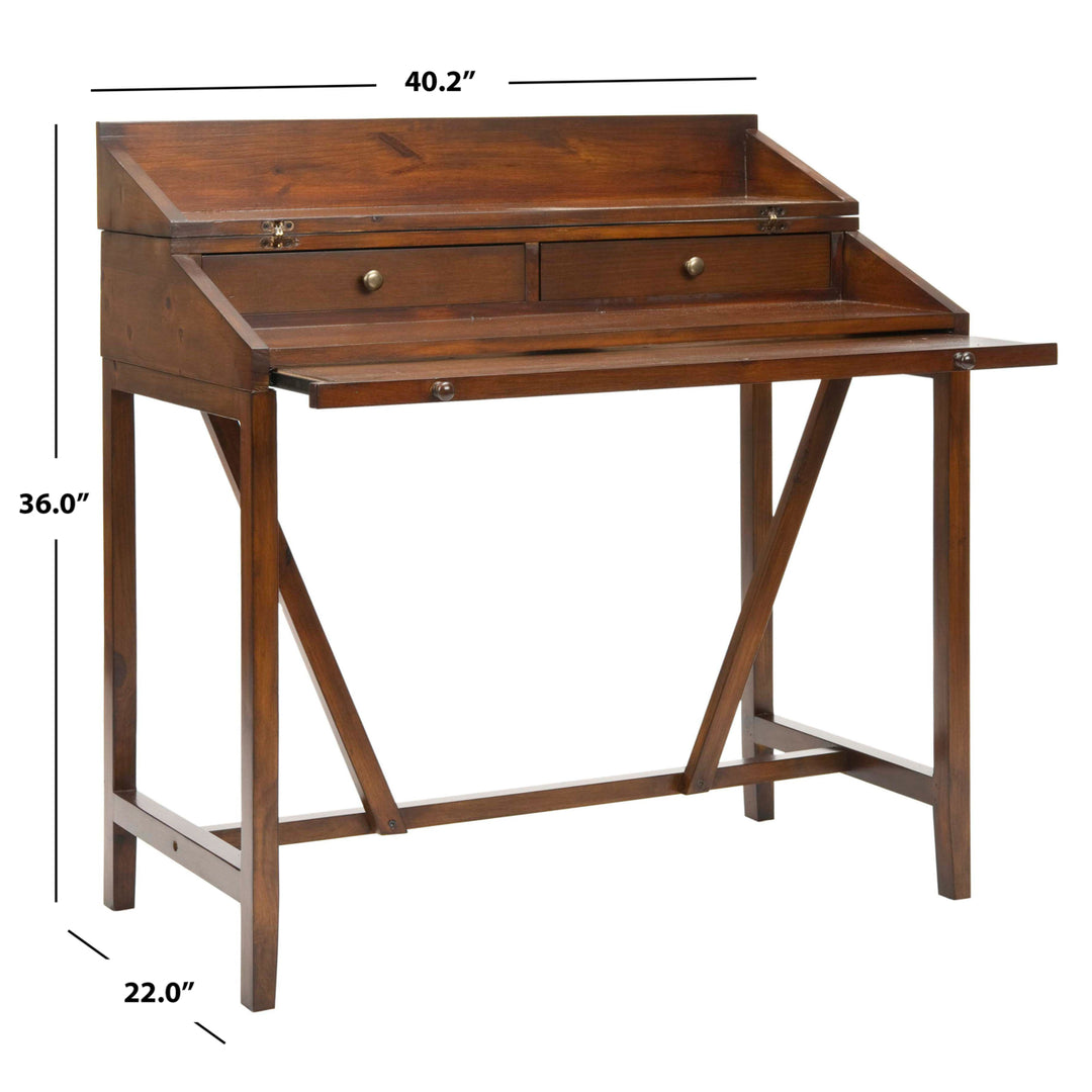 SAFAVIEH Wyatt Writing Desk With Pull-Out Table Teak Image 4