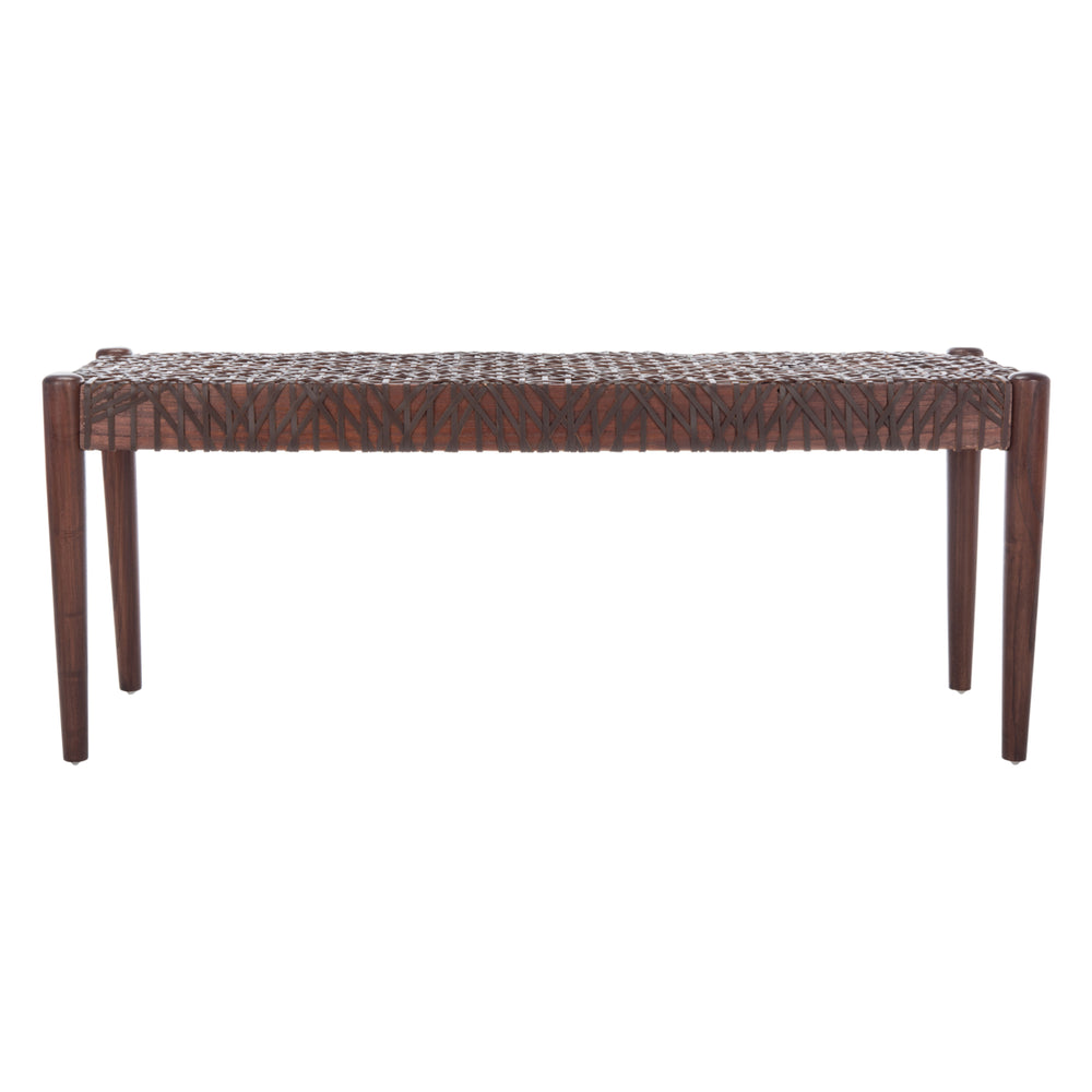 SAFAVIEH Bandelier Leather Weave Bench Brown / Brown Image 2