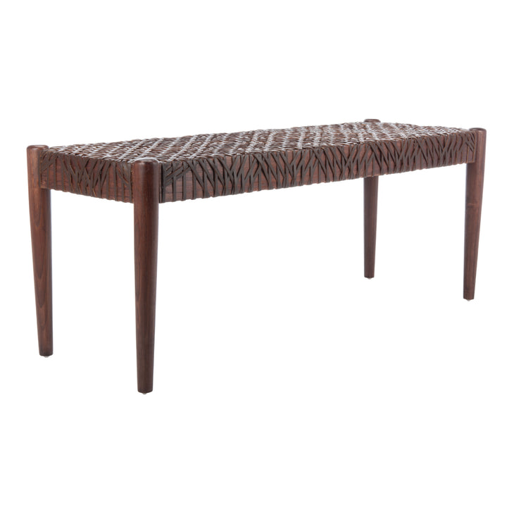 SAFAVIEH Bandelier Leather Weave Bench Brown / Brown Image 3