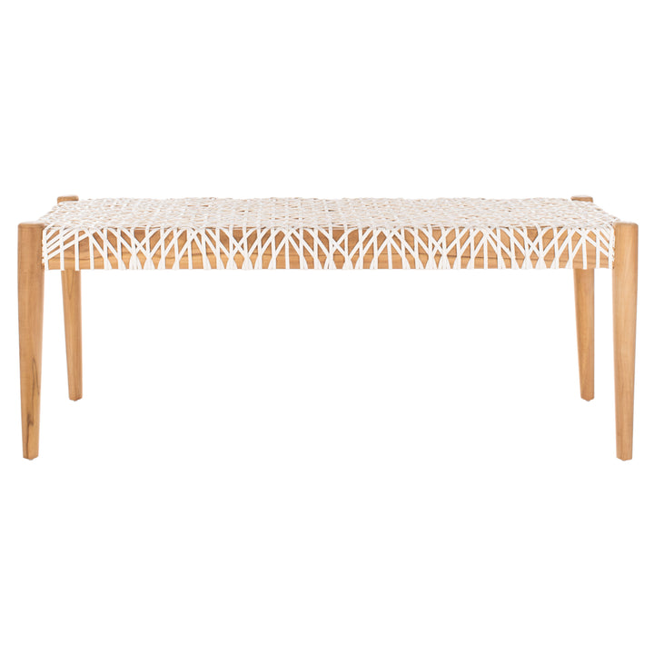 SAFAVIEH Bandelier Leather Weave Bench Off White / Natural Image 3