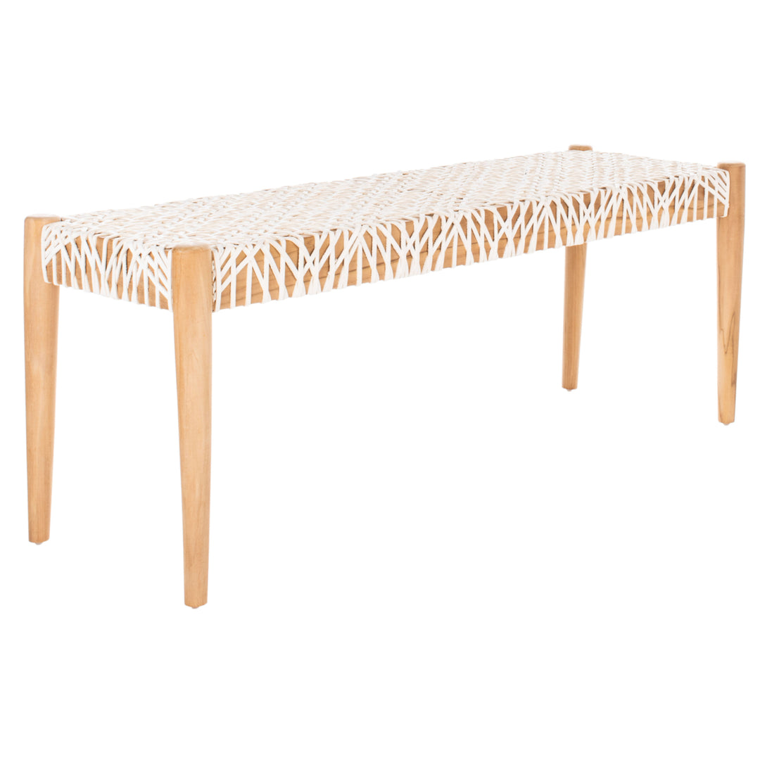 SAFAVIEH Bandelier Leather Weave Bench Off White / Natural Image 4