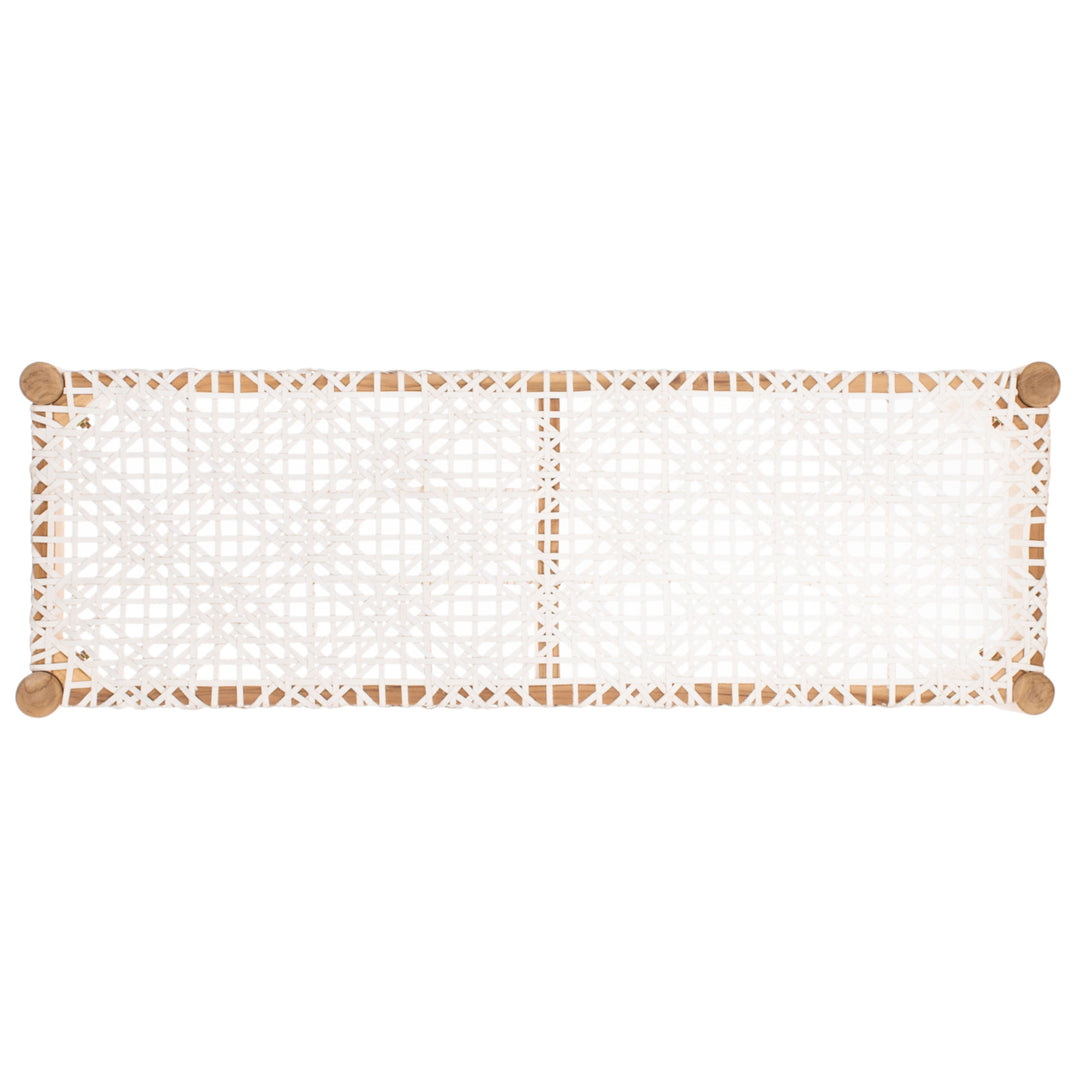 SAFAVIEH Bandelier Leather Weave Bench Off White / Natural Image 5