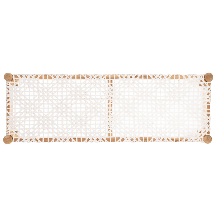 SAFAVIEH Bandelier Leather Weave Bench Off White / Natural Image 5