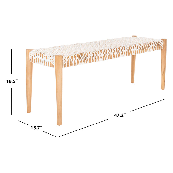 SAFAVIEH Bandelier Leather Weave Bench Off White / Natural Image 6