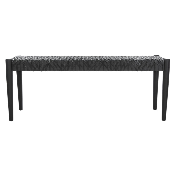 SAFAVIEH Bandelier Leather Weave Bench Black / Black Image 3