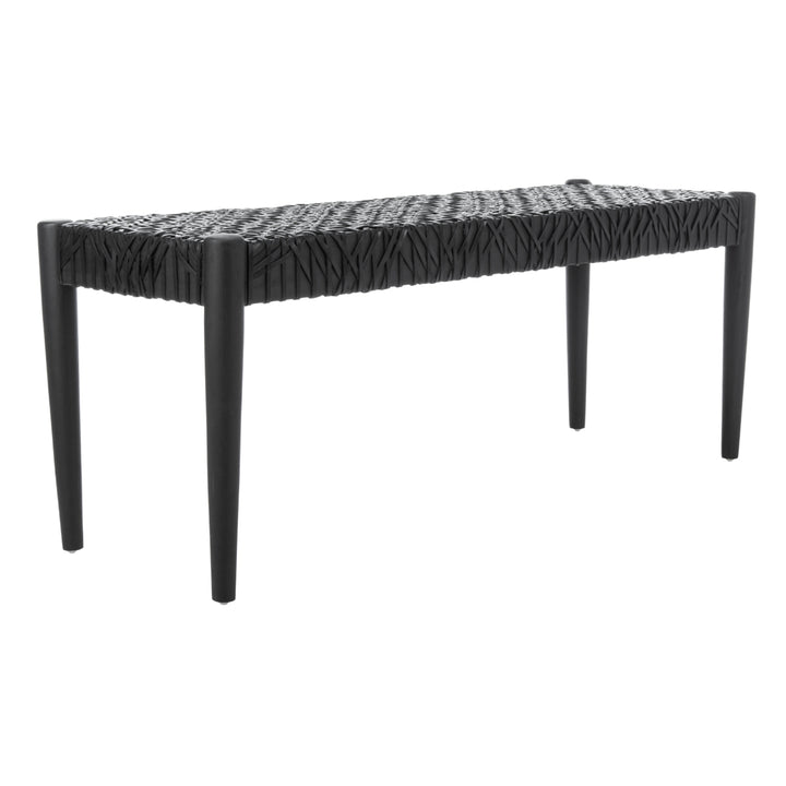 SAFAVIEH Bandelier Leather Weave Bench Black / Black Image 4