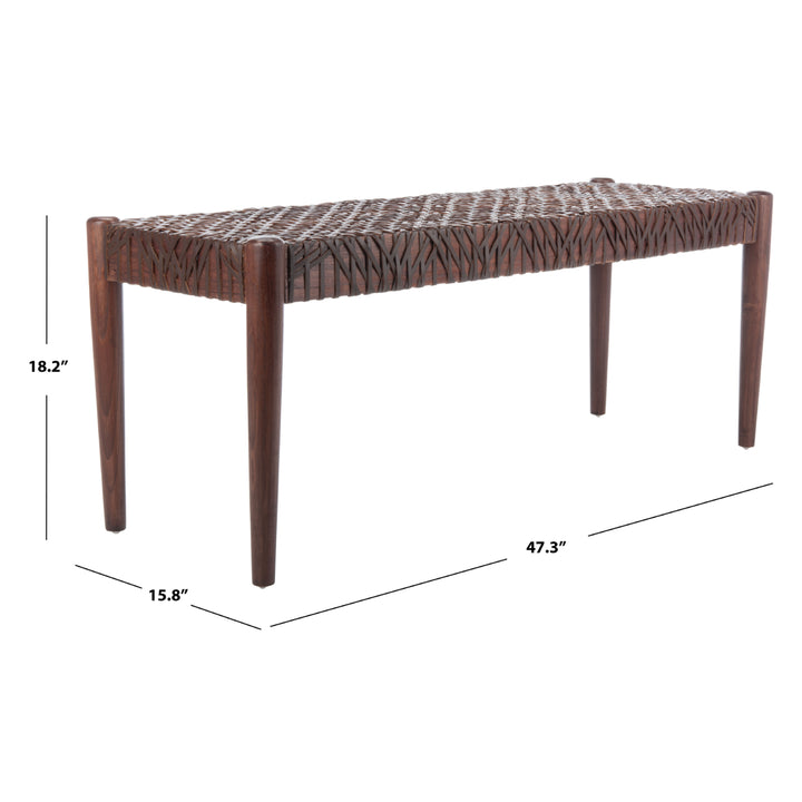 SAFAVIEH Bandelier Leather Weave Bench Brown / Brown Image 5