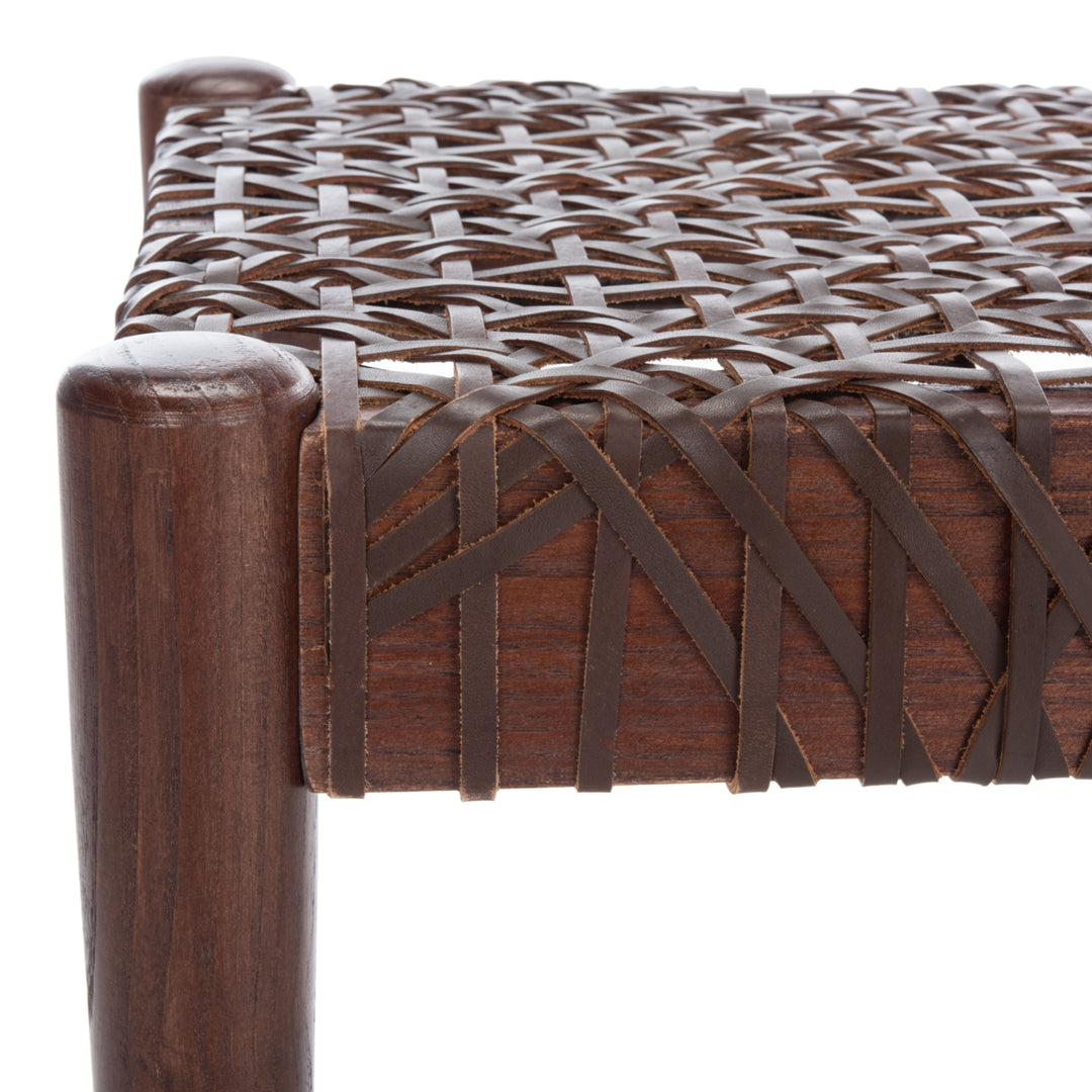 SAFAVIEH Bandelier Leather Weave Bench Brown / Brown Image 6