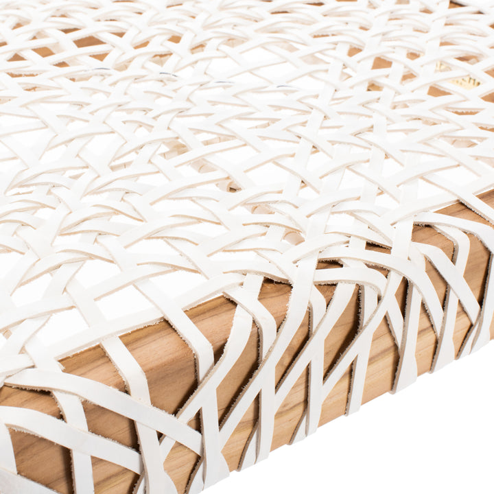 SAFAVIEH Bandelier Leather Weave Bench Off White / Natural Image 10