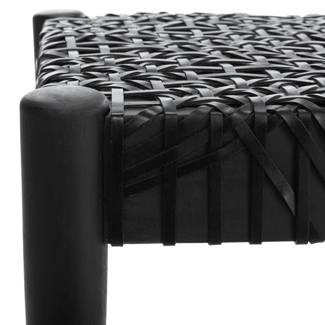 SAFAVIEH Bandelier Leather Weave Bench Black / Black Image 7