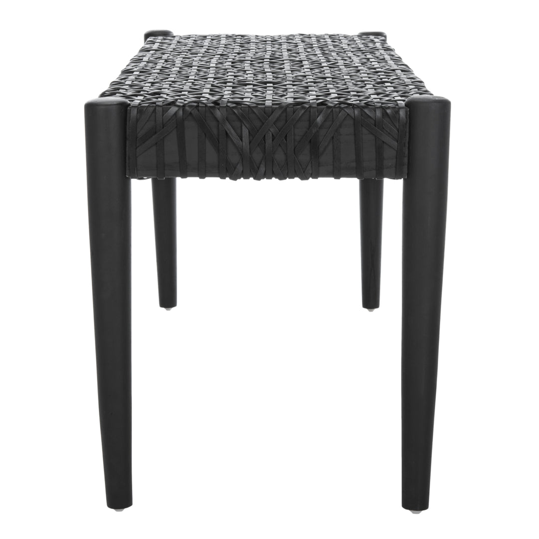 SAFAVIEH Bandelier Leather Weave Bench Black / Black Image 9