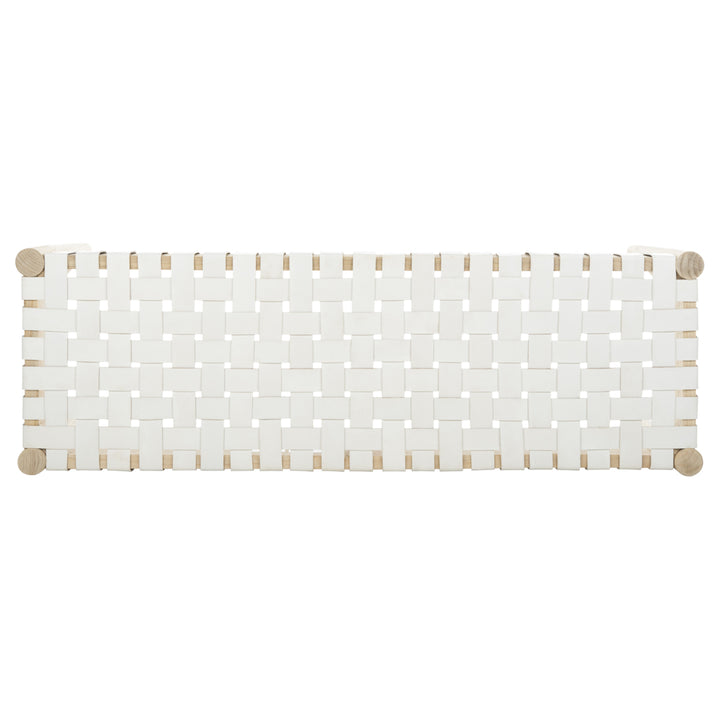 SAFAVIEH Amalia Leather Weave Bench White / Light Oak Image 5