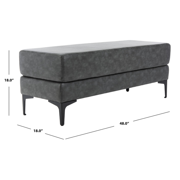 SAFAVIEH Elise Rectangular Bench Grey / Black Image 6