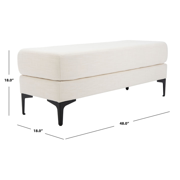 SAFAVIEH Elise Rectangular Bench Creme / Black Image 6