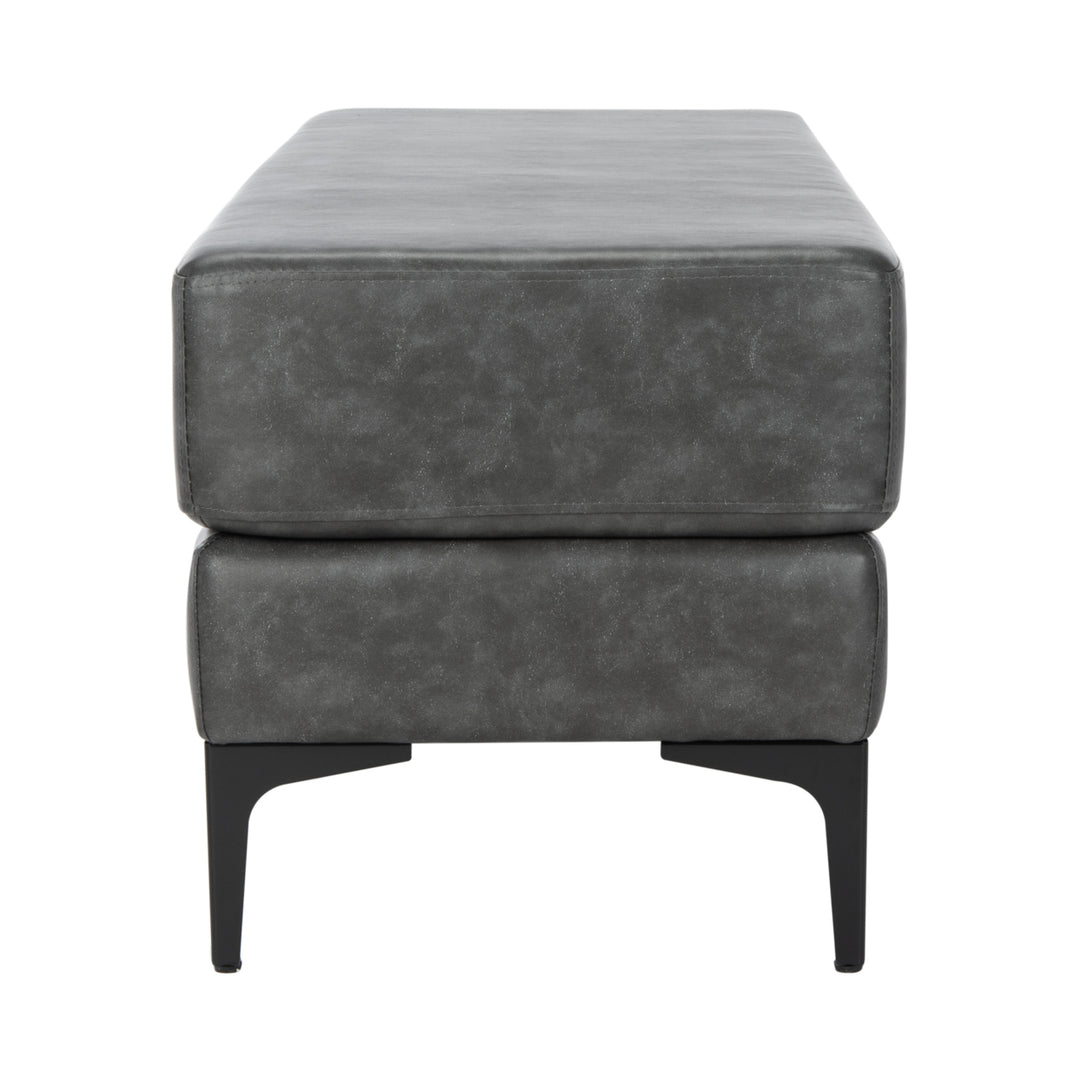 SAFAVIEH Elise Rectangular Bench Grey / Black Image 9