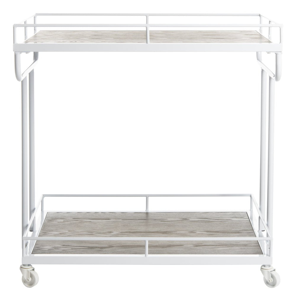 SAFAVIEH Dawson 2-Tier Rectangle Bar Cart Rustic Oak/ White Image 2