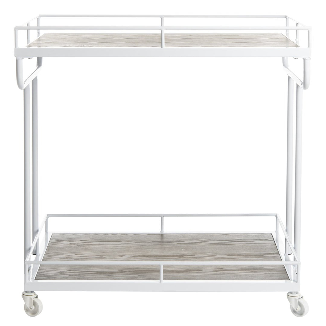 SAFAVIEH Dawson 2-Tier Rectangle Bar Cart Rustic Oak/ White Image 2